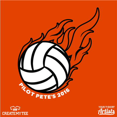 volleyball, flames, pilot pete's