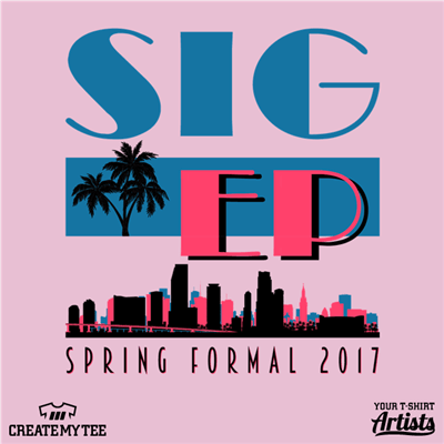 Sig Ep, Spring Formal, Miami Skyline, Palm Trees