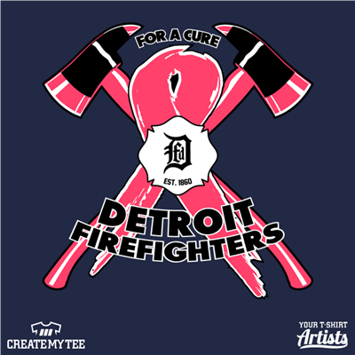 DFD, Fire Department, Detroit, Ribbon, For A Cure
