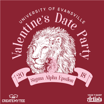 University of Evansville, Valentine's Date Party, Sigma Alpha Epsilon, Lion with flowers, Greek