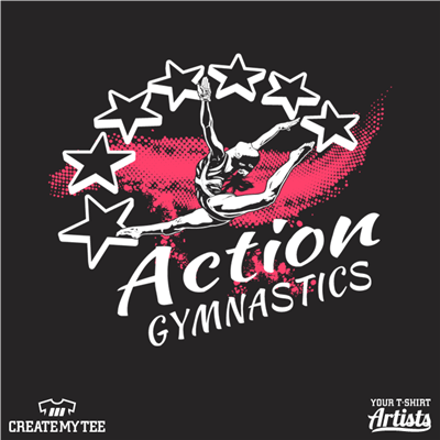 Action Gymnastics, Gymnast, Leaping, Stars
