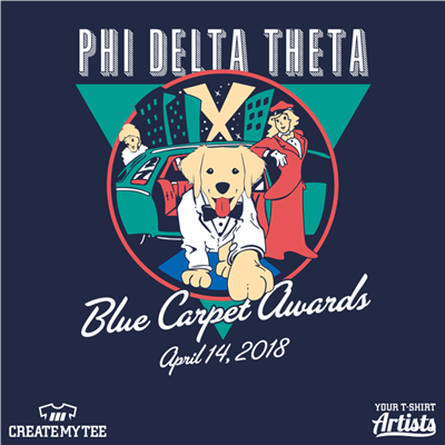 Phi Delta Theta, Blue Carpet Awards, Dog in suit stepping out of car