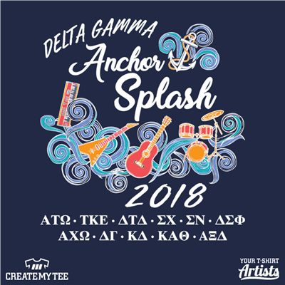 Anchor, Splash, Greek, Music, Band, Water, Swirls, Delta Gamma, 5