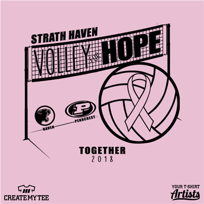Volley for Hope, Together, Volleyball, Net, Ribbon