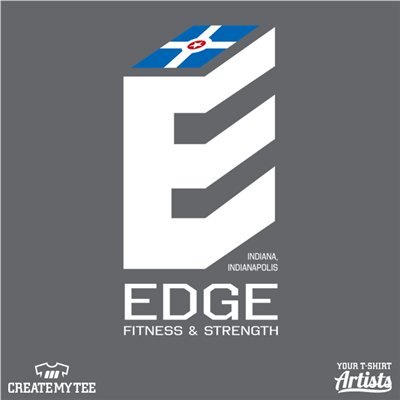edge fitness, cube, front, fitness and strength, indiana, flag, back