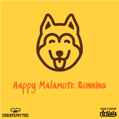 Happy Malamute Running, Dog, Logo