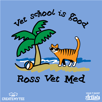 Vet School Is Good, Vet School, Cat, Beach