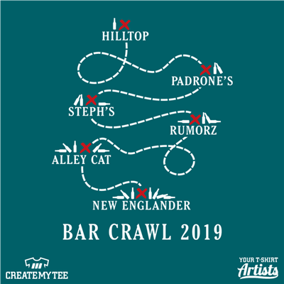 Bar Crawl, 2019, Map, Smaller Map, Beer