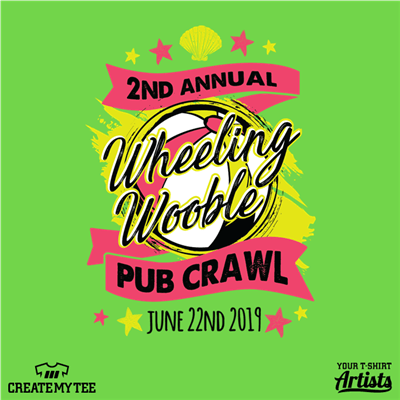 2nd Annual, Pub Crawl, Wheeling Wooble, Bar Crawl, Beach, Beach Ball, Summer