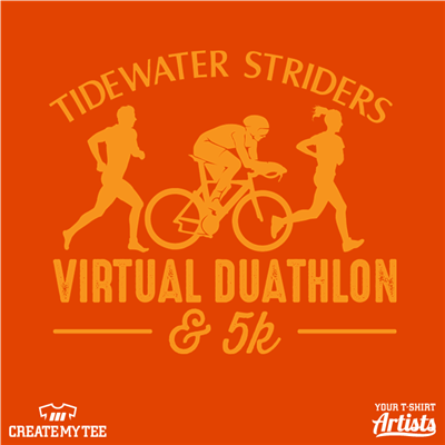 Tidewater striders, Dualthon, Virtual, 5k, 10, Runner, Cyclist, Biker