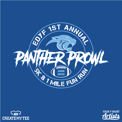 Panther Prowl, 5K, 1 Mile, Fun, Run, EDYF, Circle, Football, School