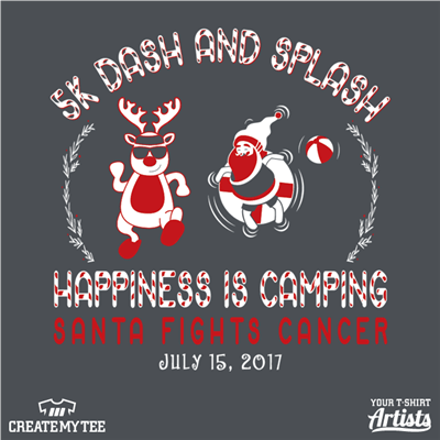 5K Dash and Splash, Happiness is camping Santa fights cancer