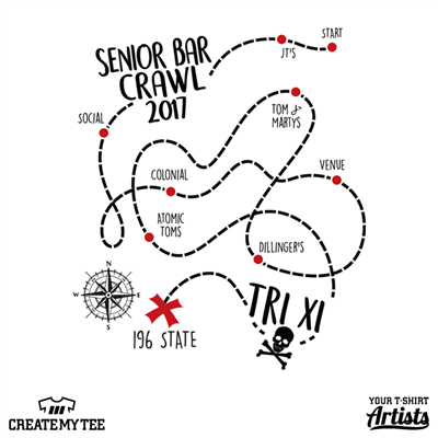 Tri Xi Bar Crawl, Map, Senior Bar Crawl 2017