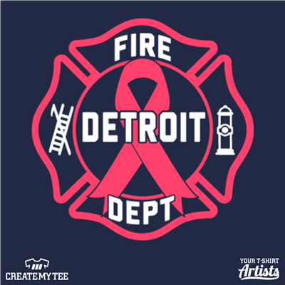 DFD, Fire Department, Detroit, Ribbon, For A Cure