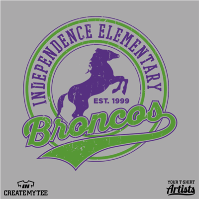 Independence Elementary, Broncos (vintage logo, 2 color)