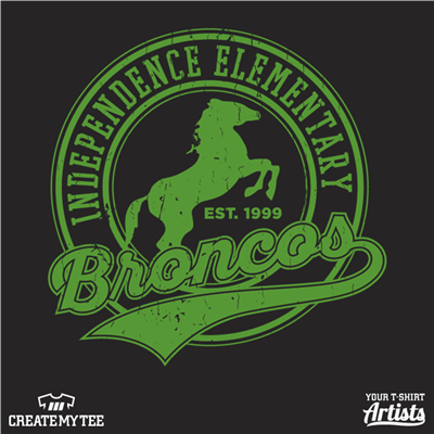 Independence Elementary, Broncos (vintage logo, 1 color)