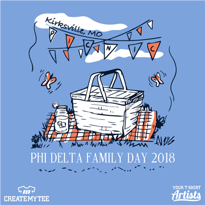 Phi Delta, Family Day, Picnic, Flags, Hand drawn