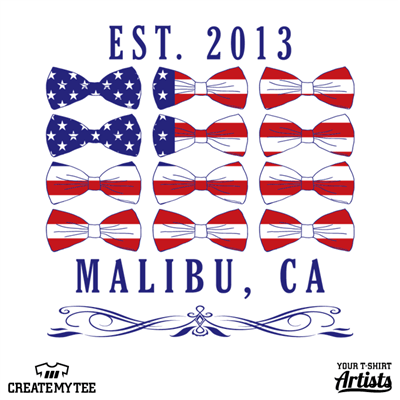 Malibu, CA, Bowtie, America, Flag