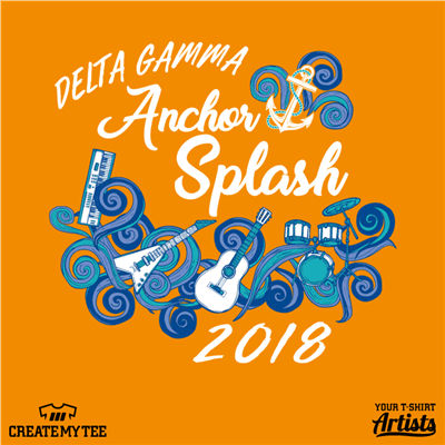 Anchor, Splash, Greek, Music, Band, Water, Swirls, Delta Gamma