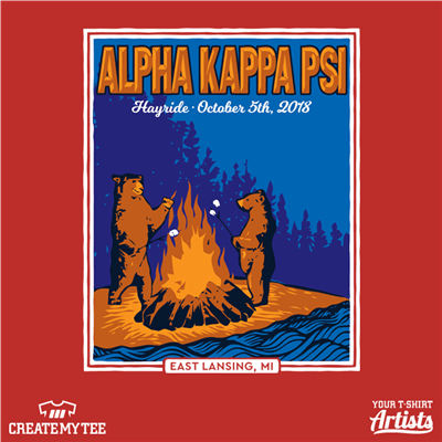 Alpha Kappa Psi, Greek, Hayride, 2018, Bear, Bears, Marshmallow, Woods, Bonfire, Fire, Camping
