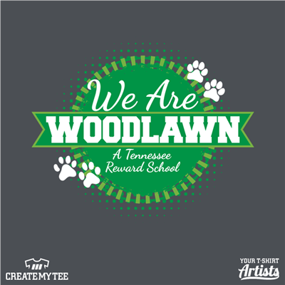 Woodlawn, School, Circle, Logo, Paw