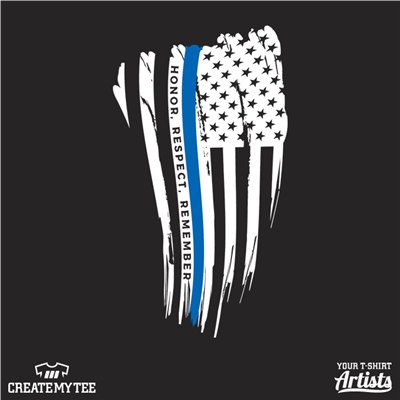 American Flag, Thin Blue Line, Blue Line Flag, Honor Respect Remember