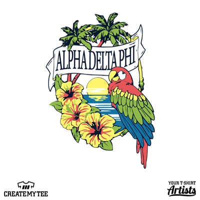 ADP, Alpha Delta Phi, Fall Rush, Rush, 2019, Palm, Tropical, Bird, Parrot, Beach, Ocean, Flowers