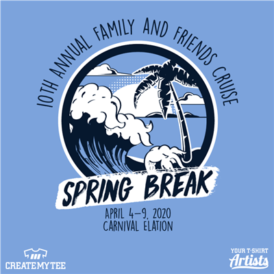 Happy Cruiserz, Spring Break, Family Reunion, Beach, Boat, Palm Tree, Ocean, Waves