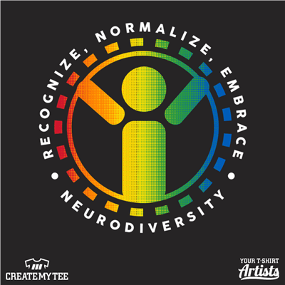Recognize, Normalize, Embrace, Neurodiversity, Team Rehab Autism Awareness, rainbow