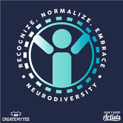 Recognize, Normalize, Embrace, Neurodiversity, Team Rehab Autism Awareness, blues